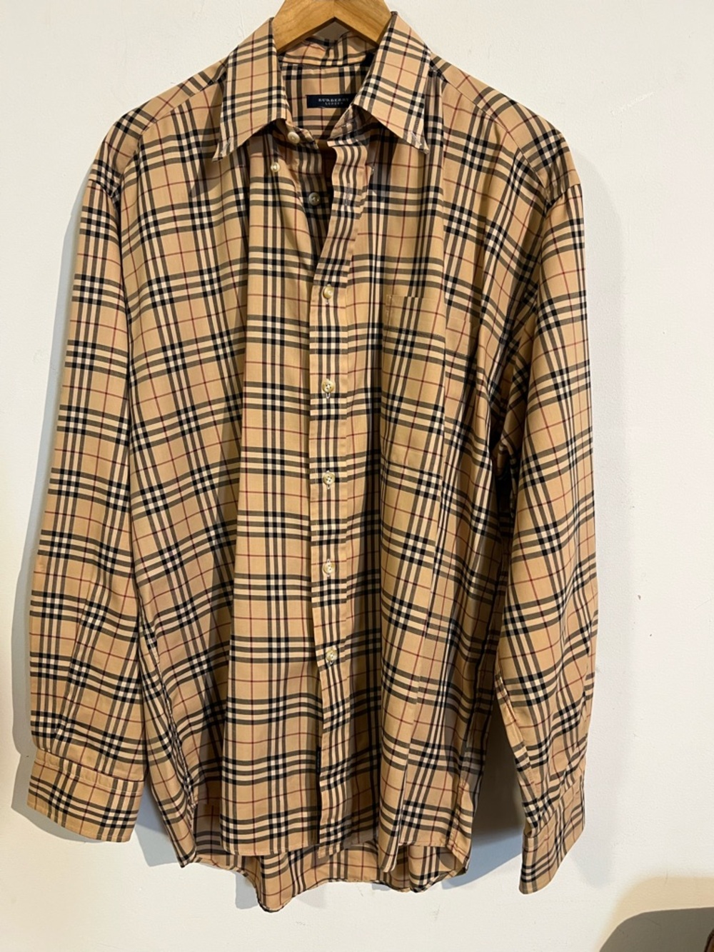 Burberry nova check tan long sleeve button down shirt